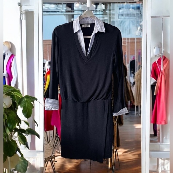 Bailey 44 Layered Look Mini Shirt Dress Women's Blue Small Preppy Chic Casual - Picture 6 of 7